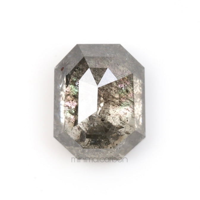 0.87 CT, 5.9 X 4.7 MM | Salt And Pepper Emerald Cut Diamond - Minimal Carbon