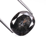 2.79 CT, 9.4 X 8.0 MM | Salt And Pepper Oval Cut Diamond - Minimal Carbon