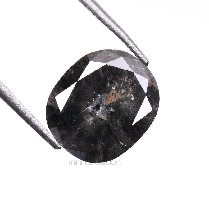 2.79 CT, 9.4 X 8.0 MM | Salt And Pepper Oval Cut Diamond - Minimal Carbon