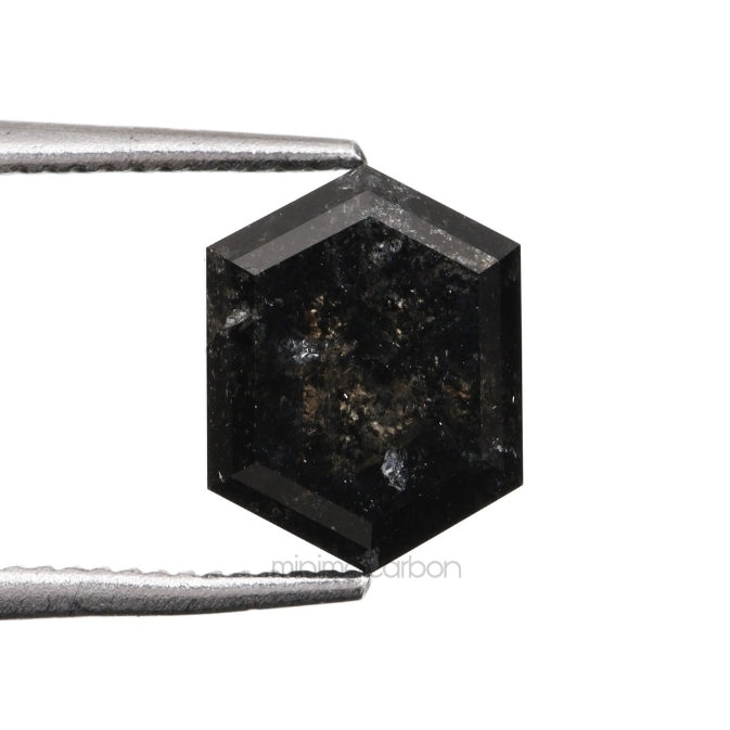 1.53 CT, 7.2 X 5.6 MM | Salt And Pepper Hexagon Cut Diamond - Minimal Carbon