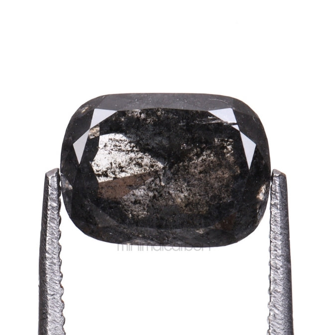 1.38 CT, 7.3 X 5.4 MM | Salt And Pepper Cushion Cut Diamond