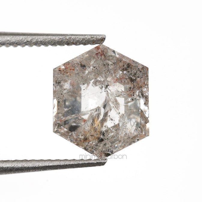 1.49 CT, 7.2 X 6.0 MM | Salt And Pepper Hexagon Cut Diamond - Minimal Carbon