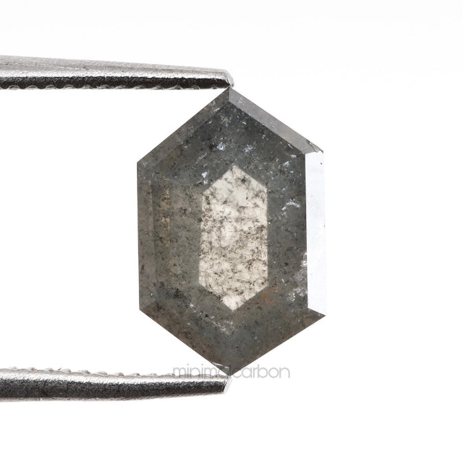 0.80 CT, 8.0 X 5.2 MM | Salt And Pepper Hexagon Cut Diamond - Minimal Carbon