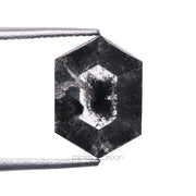 1.58 CT, 9.5 X 6.8 MM | Salt And Pepper Hexagon Cut Diamond - Minimal Carbon
