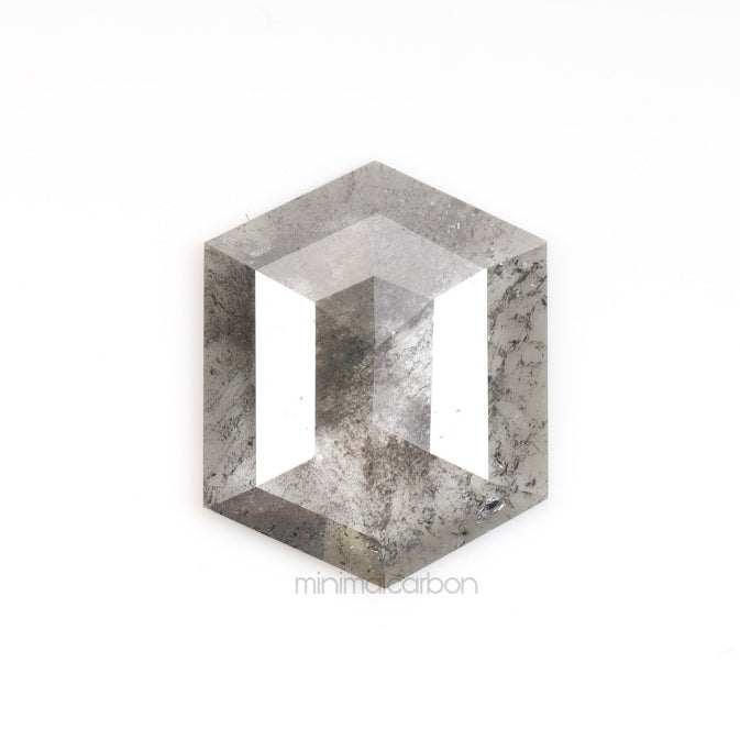 1.30 CT, 9.7 X 7.8 MM | Salt And Pepper Hexagon Cut Diamond - Minimal Carbon