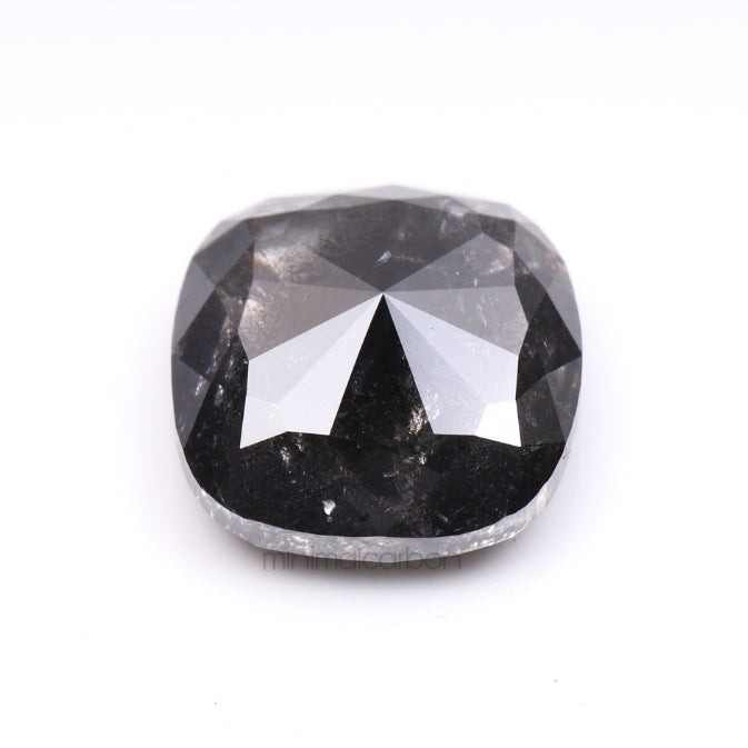 3.75 CT, 9.2 X 9.0 MM | Salt And Pepper Cushion Cut Diamond - Minimal Carbon