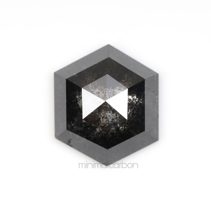 1.64 CT, 8.3 X 7.1 MM | Salt And Pepper Hexagon Cut Diamond - Minimal Carbon