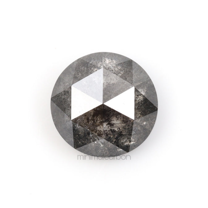 0.68 CT, 5.0 MM | Salt And Pepper Round Rose Cut Diamond - Minimal Carbon