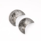 1.37 CT, 7.0 X 5.0 MM | Salt And Pepper Crescent Cut Diamond Pair - Minimal Carbon