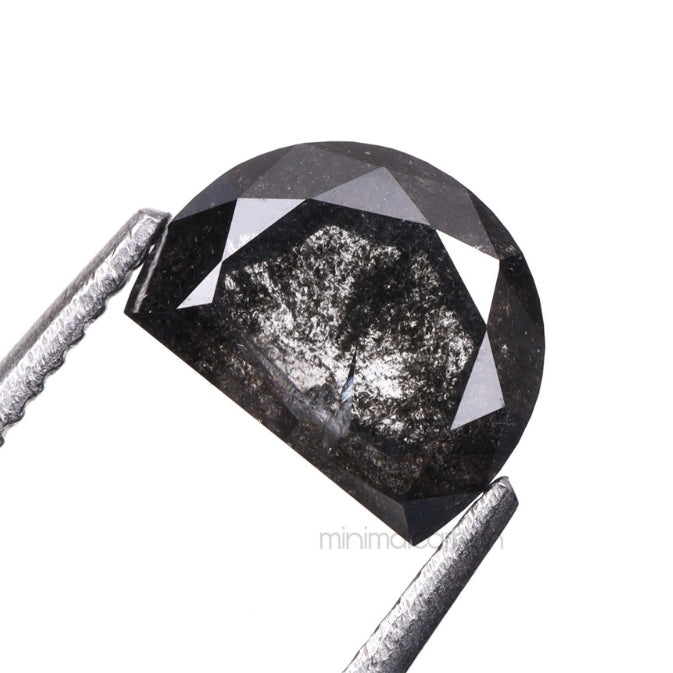 0.92 CT, 6.2 X 4.7 MM | Salt And Pepper Half Moon Diamond