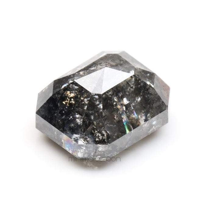 1.70 CT, 6.8 X 5.6 MM | Salt And Pepper Emerald Cut Diamond - Minimal Carbon