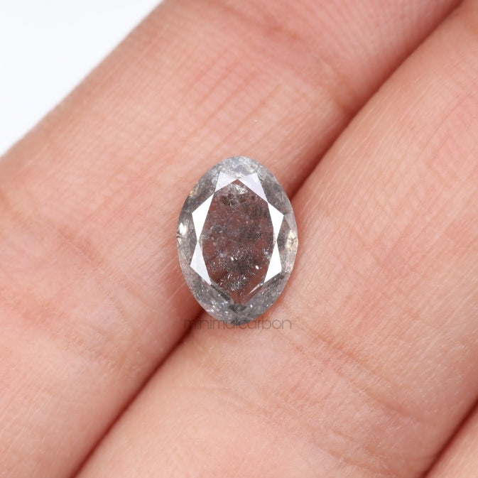 1.56 CT, 9.6 X 6.9 MM | Salt And Pepper Oval Cut Diamond - Minimal Carbon