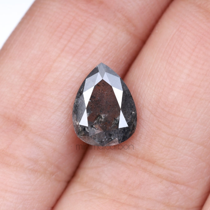 2.14 CT, 9.5 X 7.4 MM | Salt And Pepper Pear Cut Diamond - Minimal Carbon