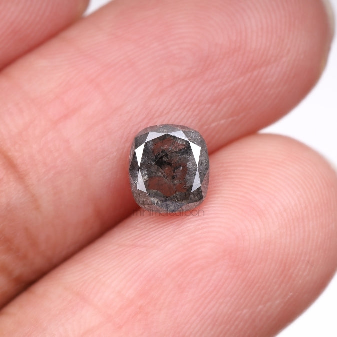 1.16 CT, 6.2 X 5.7 MM | Salt And Pepper Cushion Cut Diamond - Minimal Carbon