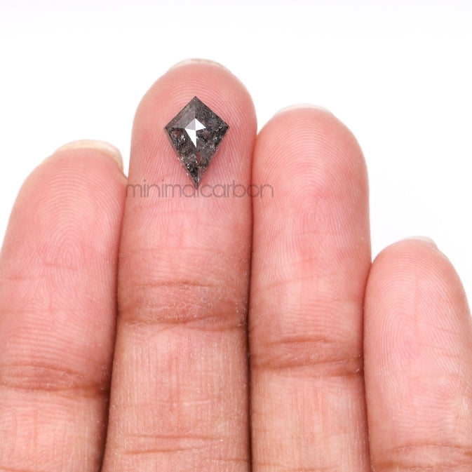 1.77 CT, 10.5 X 7.4 MM | Salt And Pepper Kite Cut Diamond - Minimal Carbon
