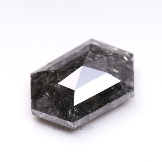 2.51 CT, 10.5 X 7.0 MM | Salt And Pepper Hexagon Cut Diamond - Minimal Carbon