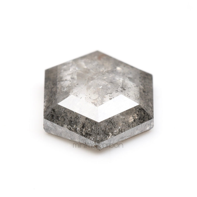 1.04 CT, 8.0 X 6.0 MM | Salt And Pepper Hexagon Cut Diamond - Minimal Carbon