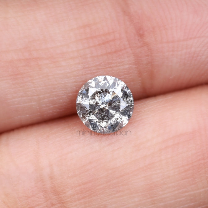 1.06 CT, 6.2 MM | Salt And Pepper Round Brilliant Cut Diamond - Minimal Carbon