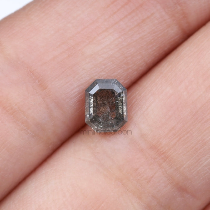 0.87 CT, 5.9 X 4.7 MM | Salt And Pepper Emerald Cut Diamond - Minimal Carbon