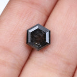 2.35 CT, 8.6 X 7.6 MM | Salt And Pepper Hexagon Cut Diamond - Minimal Carbon