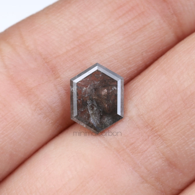 1.16 CT, 9.2 X 6.9 MM | Salt And Pepper Hexagon Cut Diamond - Minimal Carbon