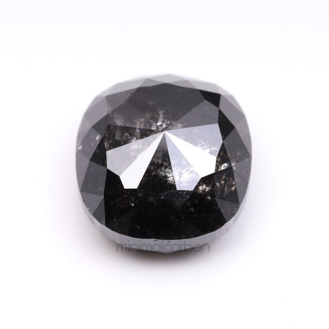 5.95 CT, 9.8 X 9.3 MM | Salt And Pepper Cushion Cut Diamond - Minimal Carbon