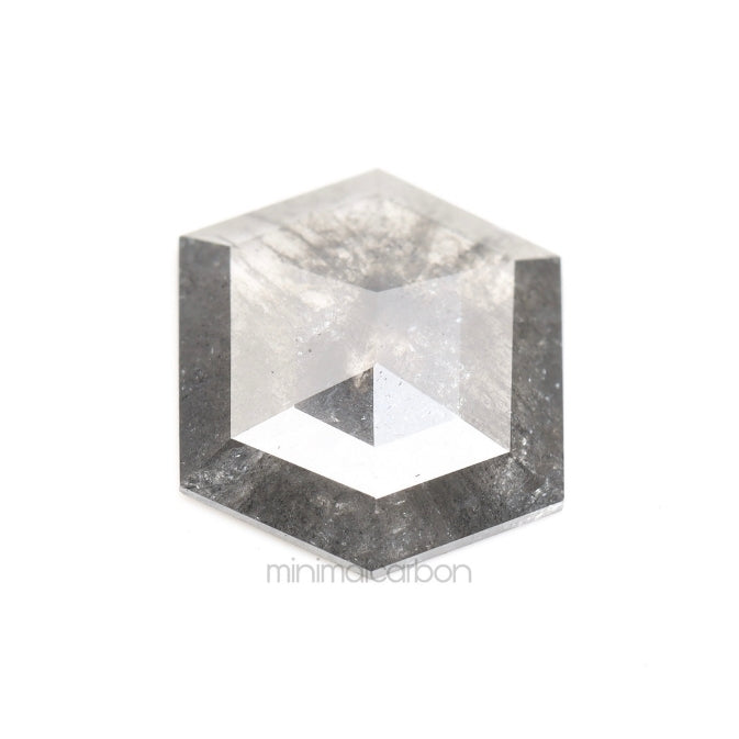 1.24 CT, 9.7 X 7.8 MM | Salt And Pepper Hexagon Cut Diamond - Minimal Carbon