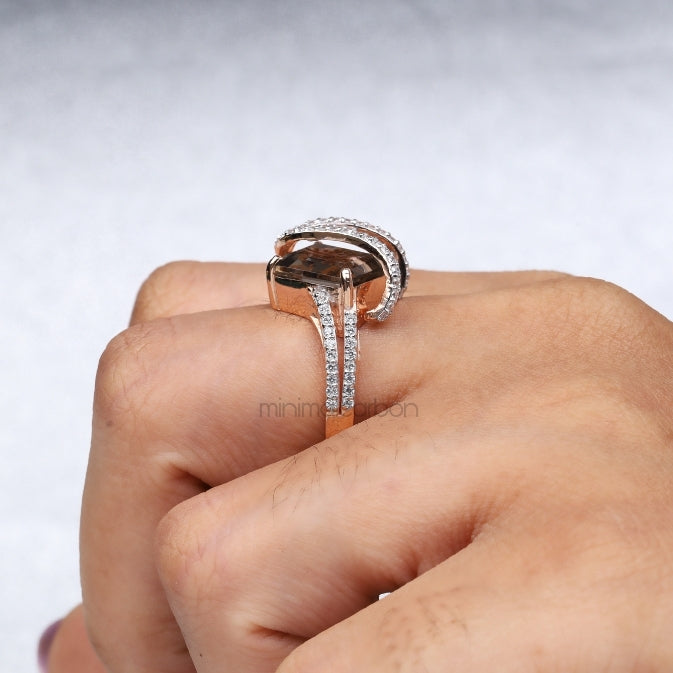 Smoky Quartz Ring - Minimal Carbon