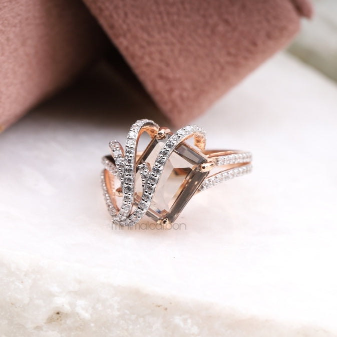 Smoky Quartz Ring - Minimal Carbon