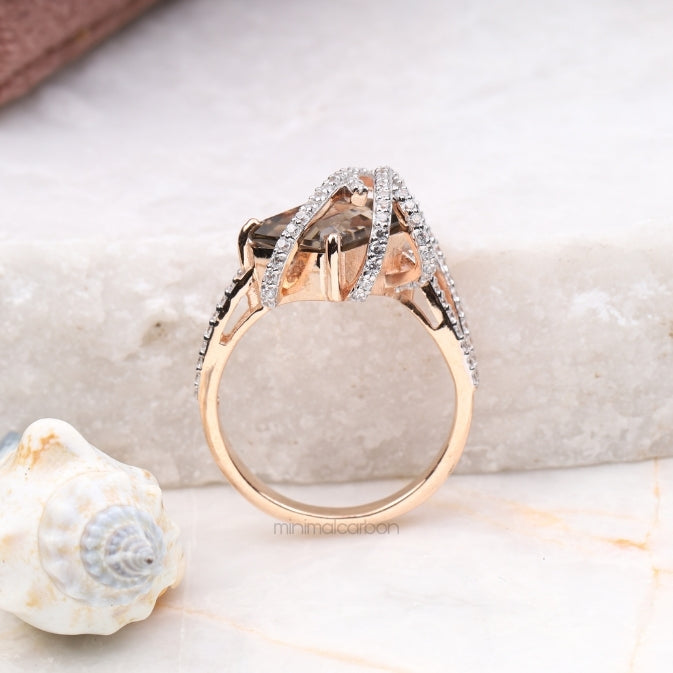 Smoky Quartz Ring - Minimal Carbon