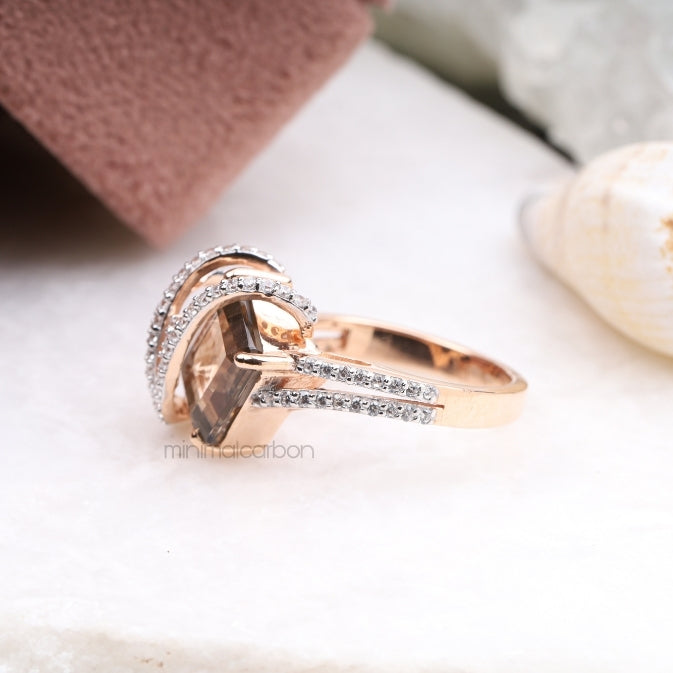 Smoky Quartz Ring - Minimal Carbon