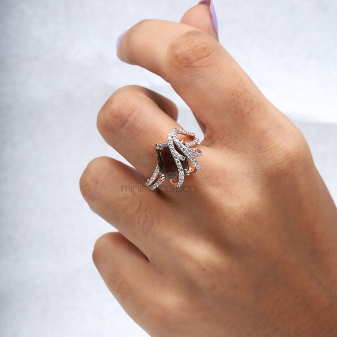 Smoky Quartz Ring - Minimal Carbon