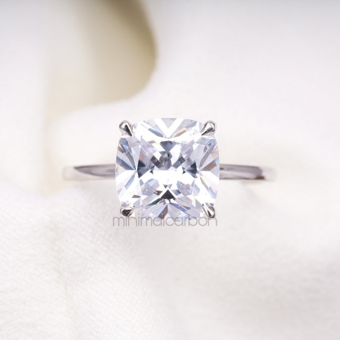 Cushion Diamond Ring Solitaire Ring - Minimal Carbon