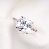Cushion Diamond Ring Solitaire Ring - Minimal Carbon