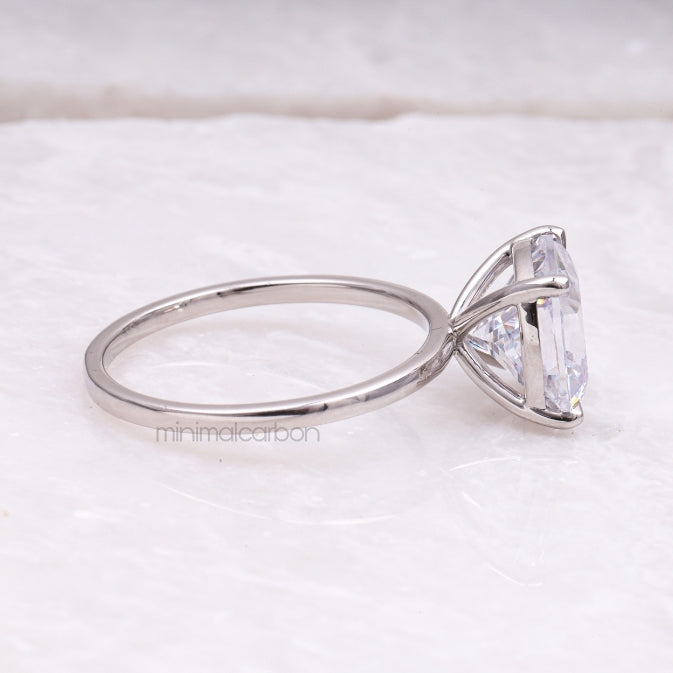 Cushion Diamond Ring Solitaire Ring - Minimal Carbon