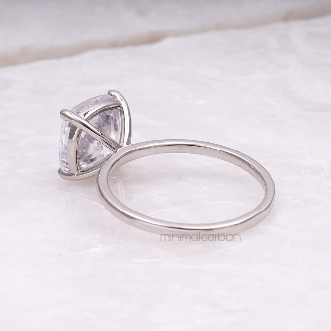 Cushion Diamond Ring Solitaire Ring - Minimal Carbon