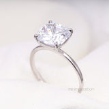 Cushion Diamond Ring Solitaire Ring - Minimal Carbon