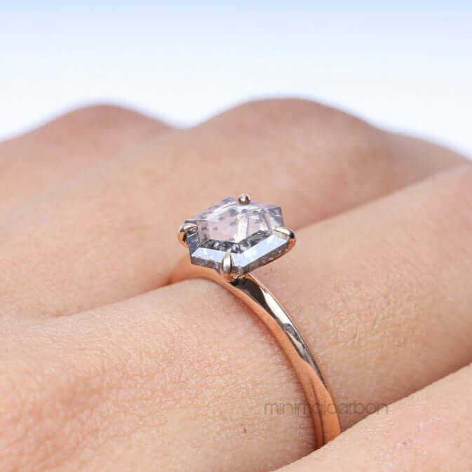 Silver four prong diamond ring in velvet jewelry box – gift-ready packaging