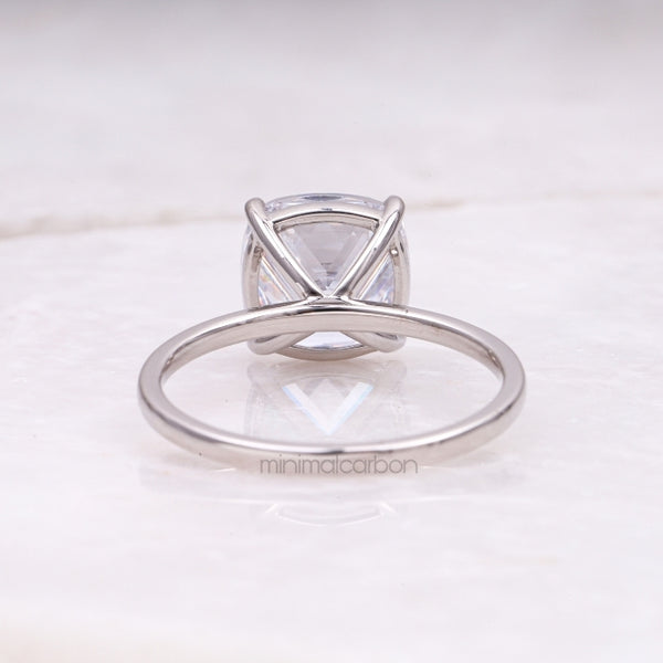 Cushion Diamond Ring Solitaire Ring - Minimal Carbon