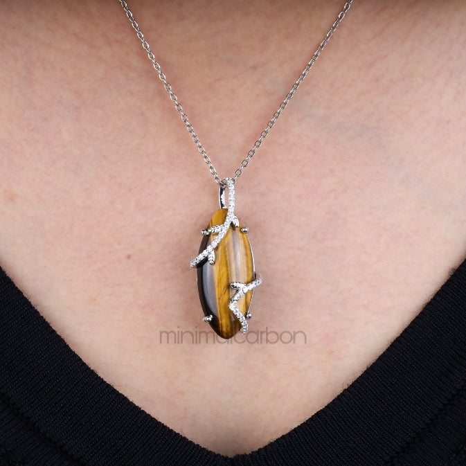 Tiger Eye Pendant - Minimal Carbon
