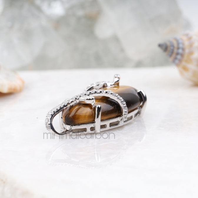 Tiger Eye Pendant - Minimal Carbon