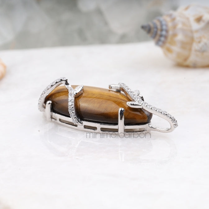 Tiger Eye Pendant - Minimal Carbon