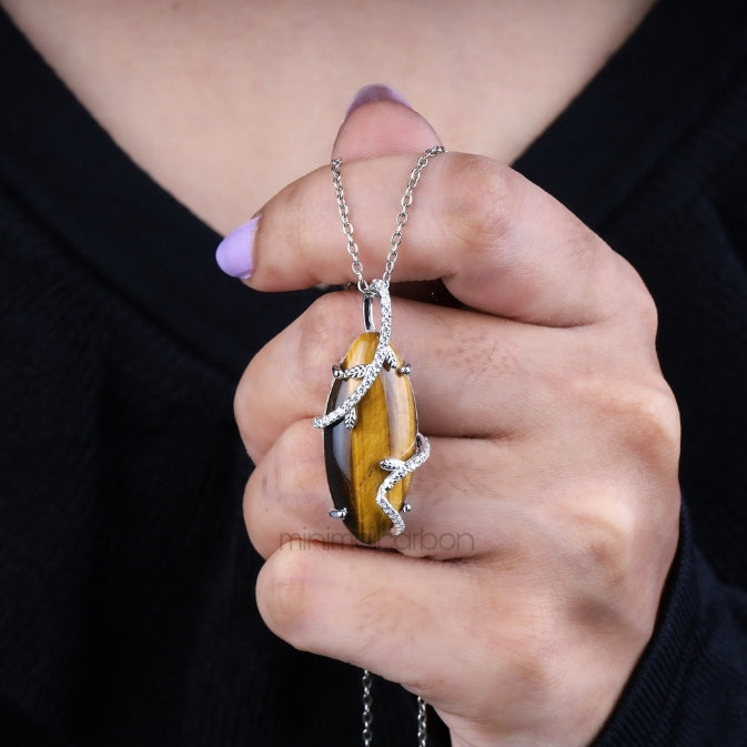 Tiger Eye Pendant - Minimal Carbon