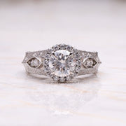 Art Deco Ring Vintage Cathedral Ring - Minimal Carbon