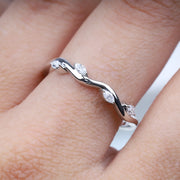 Marquise Cut Moissanite Leaf Curved Wedding Band